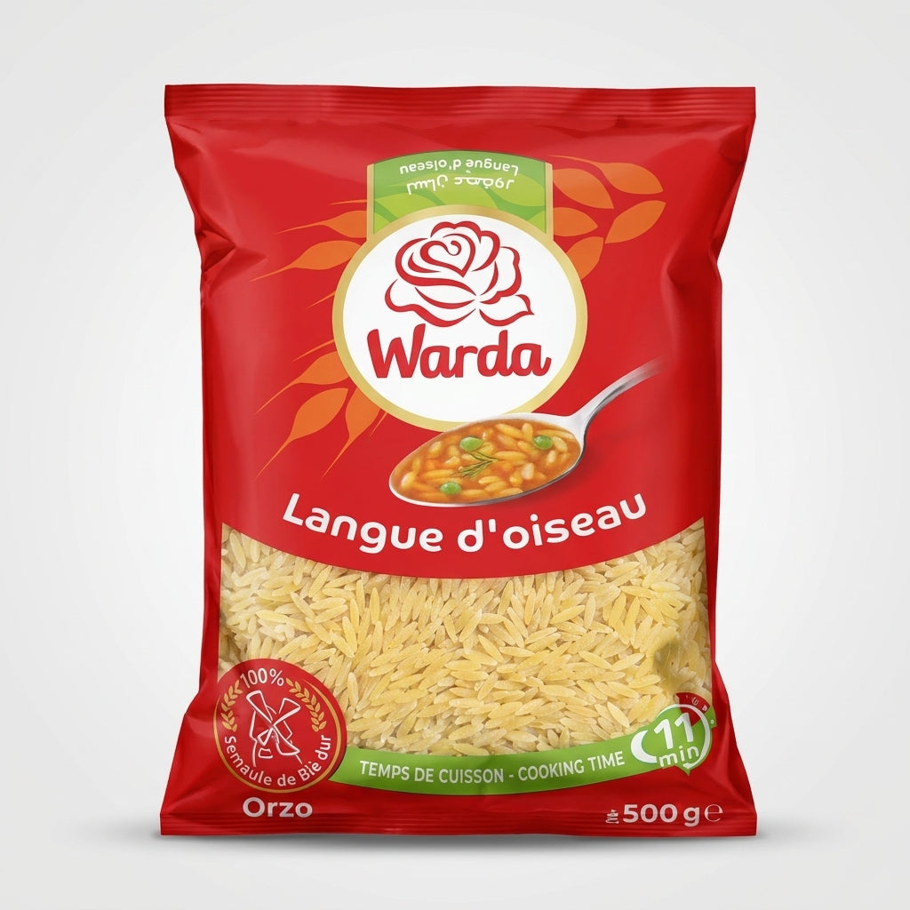 Warda Langue d'Oiseau Orzo 500g - Premium Semolina Pasta