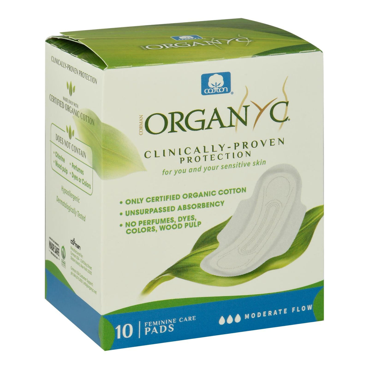 Organyc - Pads Ctn Mdrt Flw W/wng - 1 Each - 10 CT