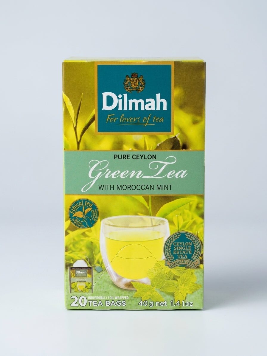 Dilmah Green Tea with Moroccan Mint 40g - 20 Foil-Wrapped Tea Bags