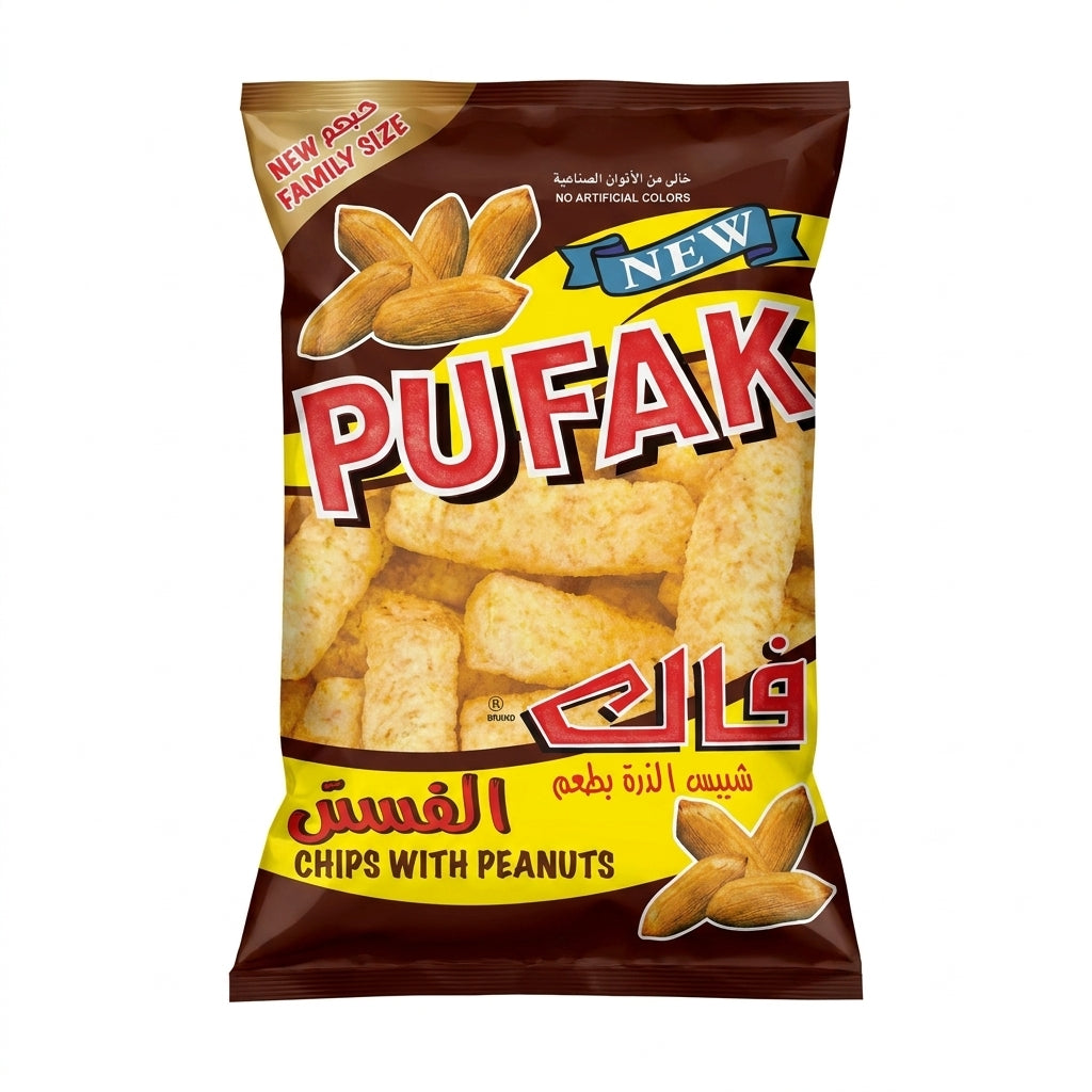 Pufak Chips with Peanuts Family Size - Crunchy Puffed Snack