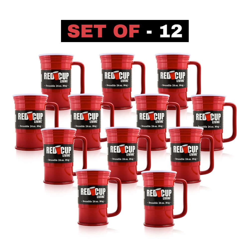 Redcupliving 24oz Reusable Red Plastic Beer Mug