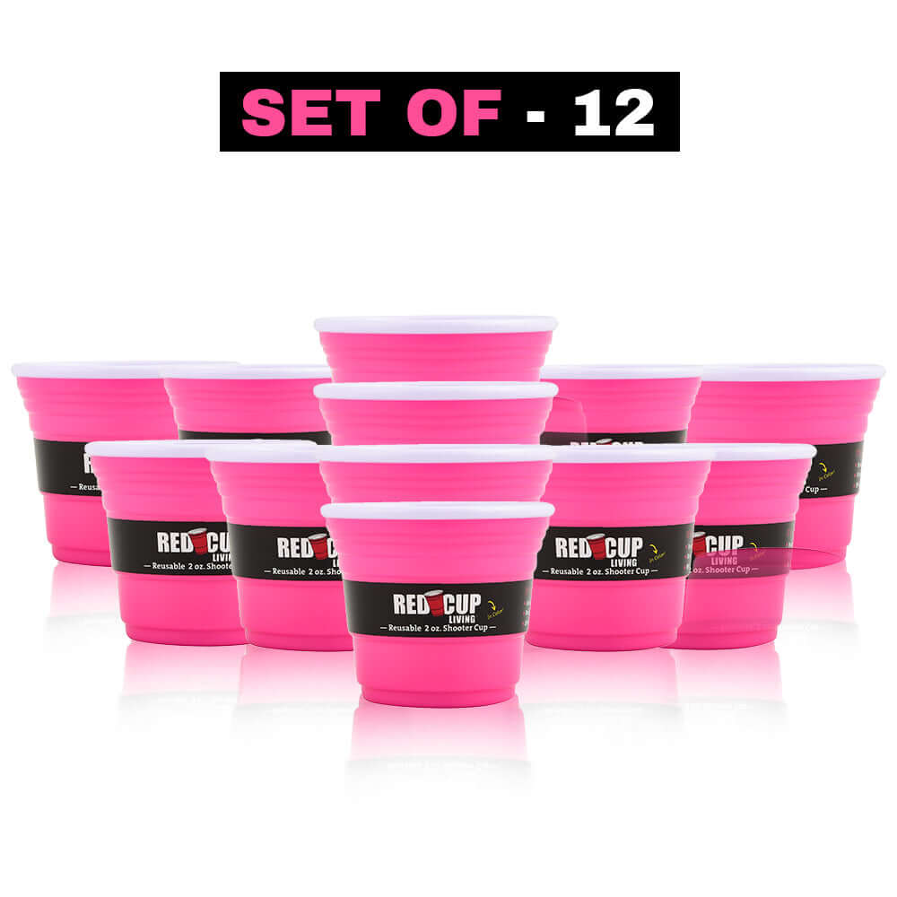 Redcupliving 2oz Reusable Pink Party Shooter Cup | BPA-Free, Break-Resistant