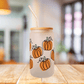Pumpkin Glass Iced Coffee Cup – 16oz Iced Coffee Tumbler with Lid & Straw