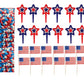 Oasis Supply, USA Cake Decorating - Includes 12, Red White & Blue Star Picks, 12 USA! Food Flag Picks, & 4oz Edible Red, White, & Blue Star Sprinkle Quins