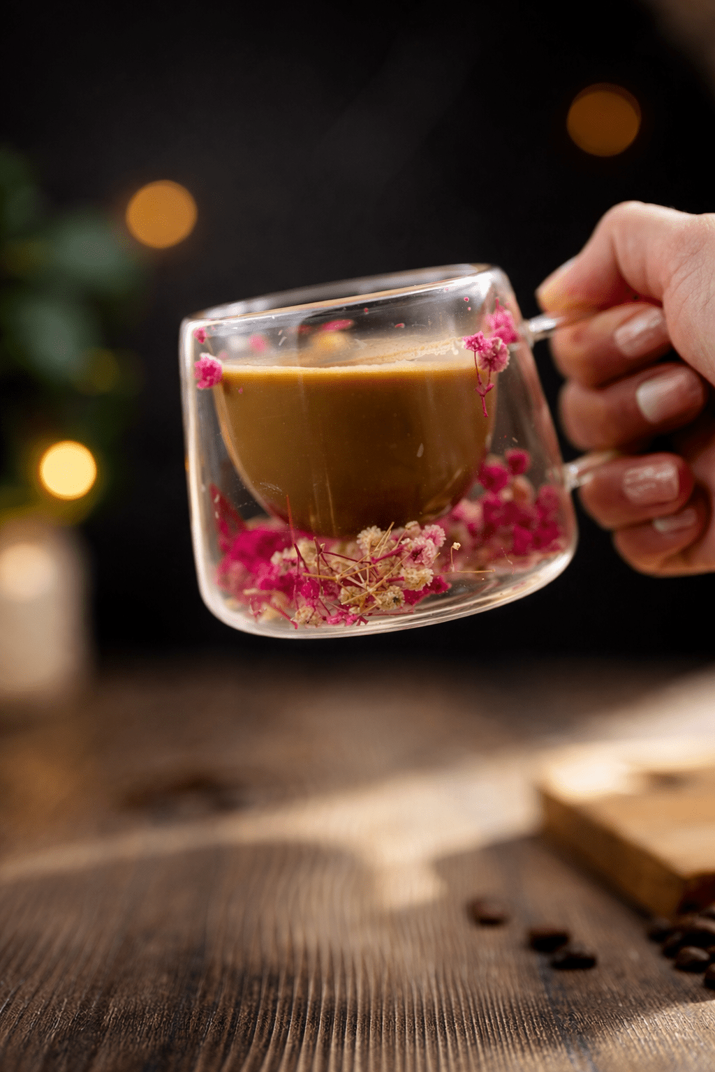 Double Glass Handcrafted Flower Glass Cup Mugs with Dried Flowers - Unique Floral Tea  & Coffee Mug