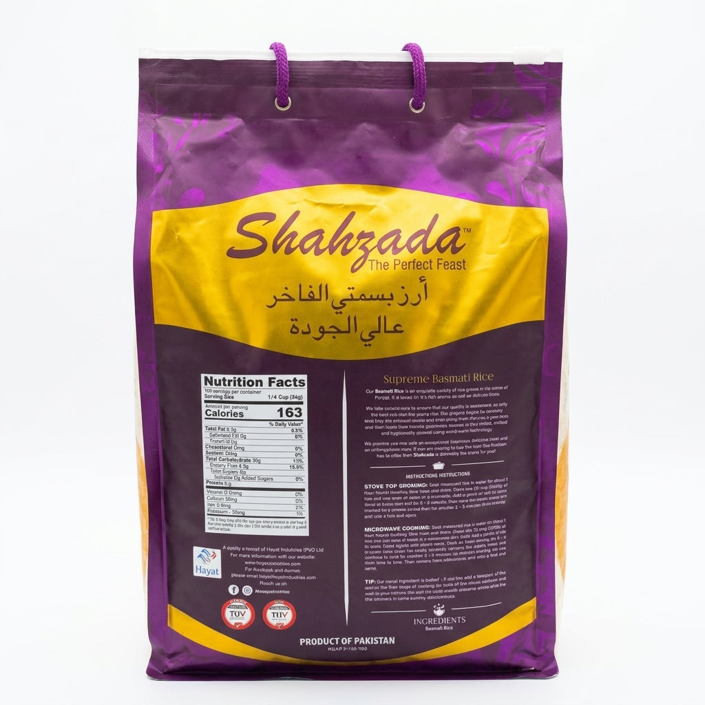Shahzada Supreme Basmati Rice 10 lbs - Premium Aged Long Grain