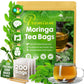 Moringa Leaf Tea Bags, 100% Natural & Pure from Moringa Leaves. Loose Leaf Moringa Herbal Tea. Moringa Leaf Tea. No Sugar, No Caffeine, No Gluten, Vegan