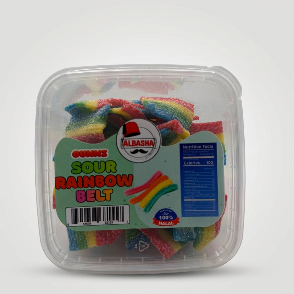 AlBasha Sour Rainbow Belt Gummies - 100% Halal Certified Candy