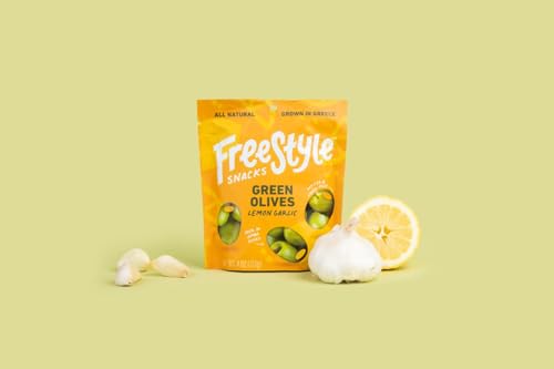 Freestyle Snacking - Olives Green Lemon Garlic - Case Of 6-4 Ounces