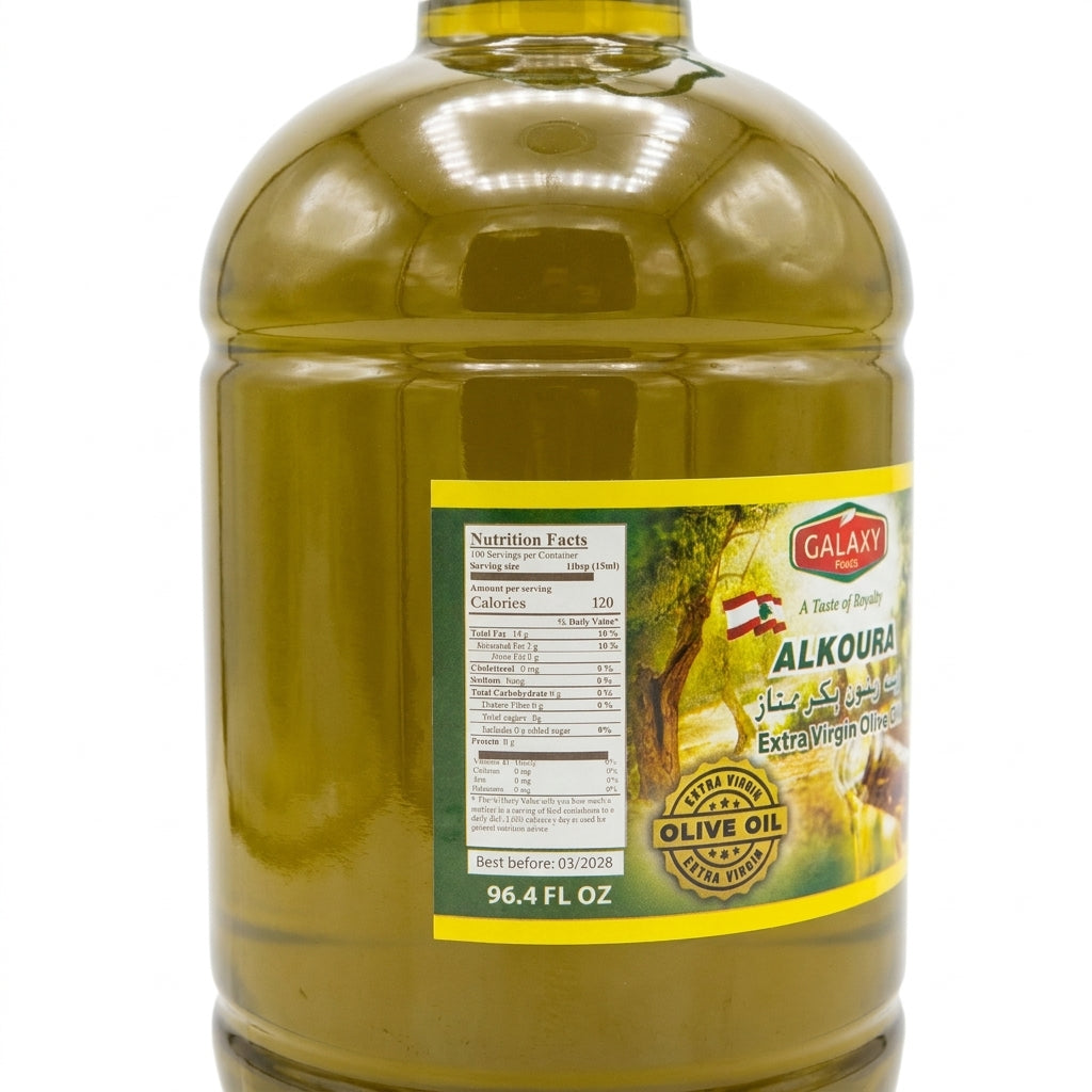 Galaxy Alkoura Extra Virgin Olive Oil 96.4 fl oz - Premium Lebanese