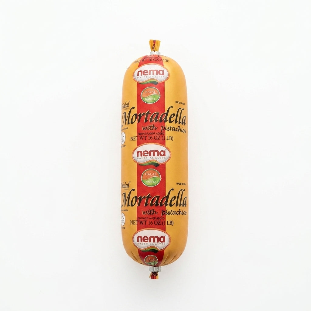 Nema Halal Mortadella with Pistachios 16 oz - Premium Italian-Style