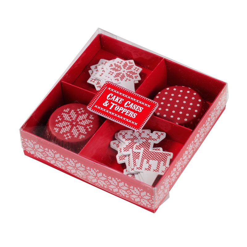 Cross Stitch Christmas Party Cupcake Cases And Toppers