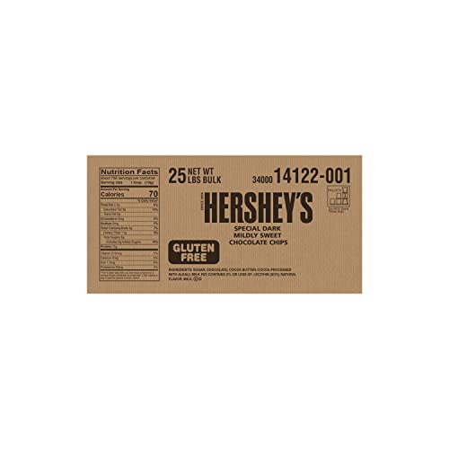 HERSHEYS SPECIAL DARK Chocolate Baking Chips, Baking, Gluten Free, No Preservatives, 25 lb Bulk Case
