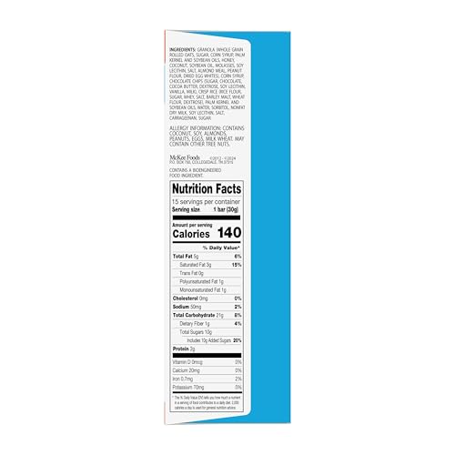 Sunbelt Bakery Chewy Chocolate Chip Granola Bars, 1.1 oz Bars, 15 Count (Pack of 2)