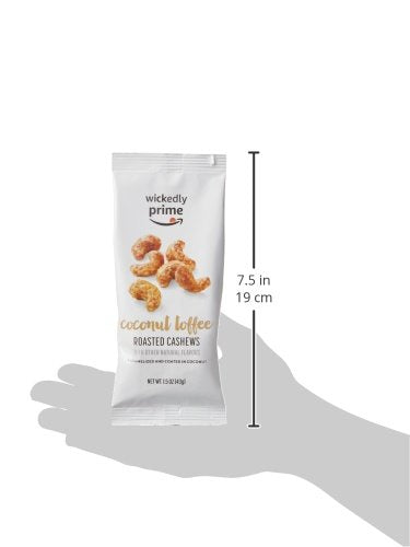 Wickedly Prime Roasted Cashews Snack Pack, Coconut Toffee, 1.5 Ounce (Pack of 15)