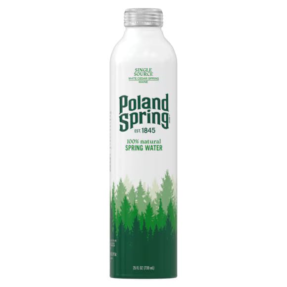 Poland Spring Brand 100% Natural Spring Water, 23 fl oz. 100% recyclable Aluminium Bottles by MIALO Trusted Trader (6 pack)