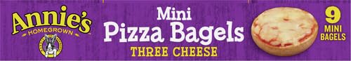 Annies Frozen Mini Pizza Bagels, Three Cheese, Snacks, 9 Ct, 6.65 oz