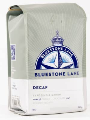 Bluestone Lane Decaf Colombian Ground Coffee, Medium Roast, 12 Ounce Bag, Espresso & Brew Blend