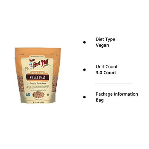 Bob'S Red Mill High Fiber Wheat Bran, 16 Oz (Pack Of 3)