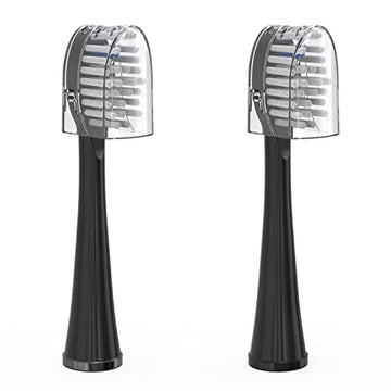 Waterpik Genuine Full Size Replacement Brush Heads With Covers For Sonic-Fusion Flossing Toothbrush Sffb-2Eb, 2 Count Black