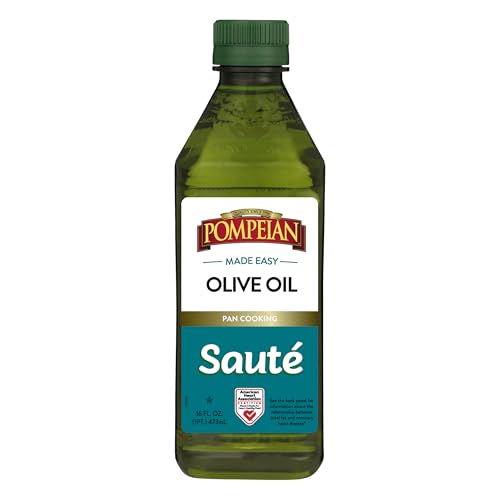Pompeian Made Easy Sauté Olive Oil, Pan Cooking, Perfect For Sautéing Foods Such As Vegetables And Stir-Fry, American Heart Association Certified, Non-Allergenic, Non-Gmo, 16 Fl Oz (Pack Of 1)