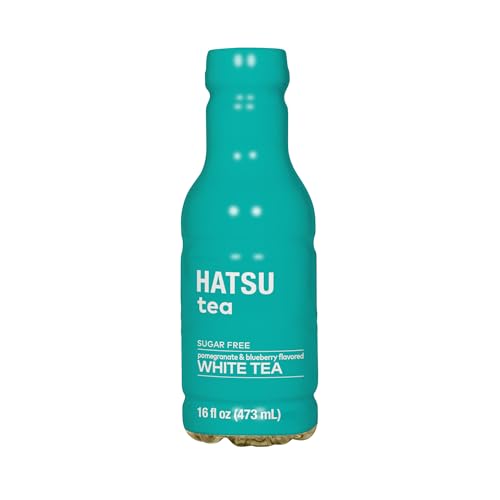 Hatsu Sugar-Free White Tea - Pomegranate & Blueberry, Low-Calorie Iced Tea, 16.9 fl oz Bottles, Pack of 12