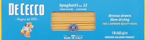De Cecco Semolina Pasta, Spaghetti No.12, 1 Pound (Pack of 20)