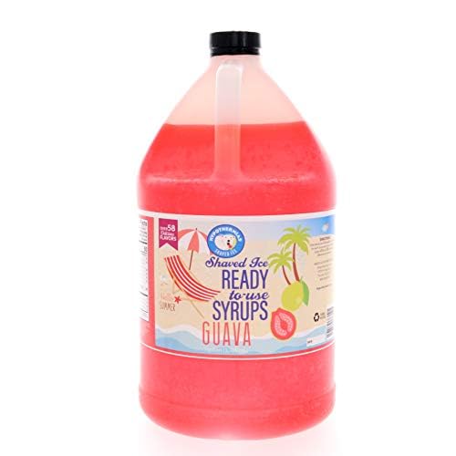 Hypothermias Guava Ready to Use Gallon (128 Fl. Oz) Hawaiian Snow Cone Flavors Syrup - Shaved Ice, 100% Pure Cane Sugar