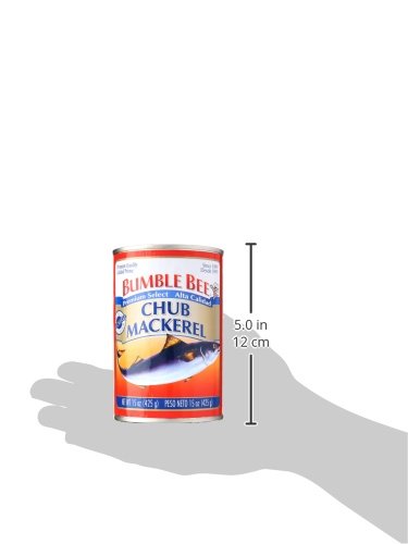 Bumble Bee Chub Mackerel, 15 oz Can - Canned Mackerel Fish, High Protein Keto Food, Gluten Free (Pack of 4)