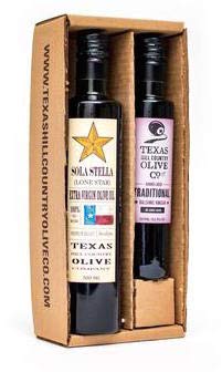TEXAS HILL COUNTRY OLIVE CO. Olive Oil and Balsamic Vinegar Salad Set, Extra Virgin Olive Oil 500ml, Balsamic Vinegar 250ml, Medium Size