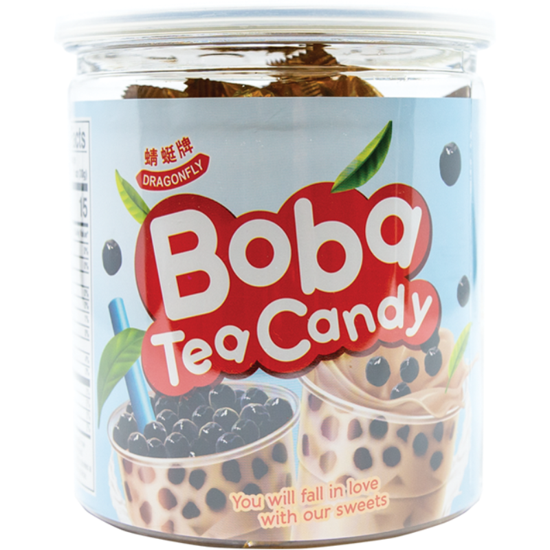 Dragonfly Boba Tea Hard Candy with Fresh Milk and Green Tea Flavor, 7.04 oz, 50 pieces