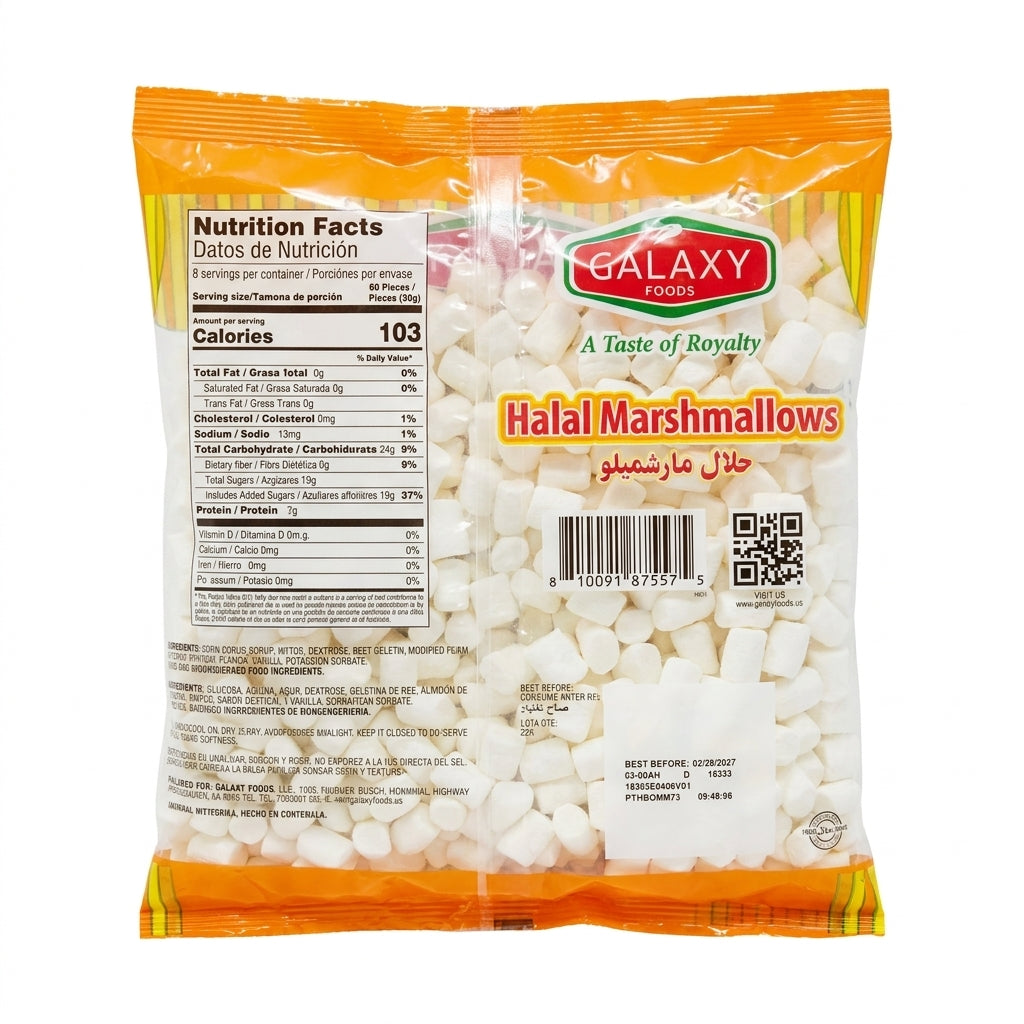 Galaxy Foods Mini Halal Marshmallows - Premium Soft & Fluffy