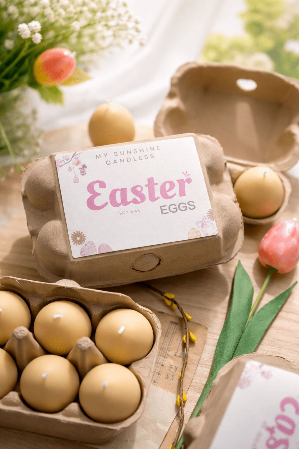 Easter Egg Candle Box – Handmade Soy Wax Egg Candles, Easter Decor Gift Set, Spring Candle Gift