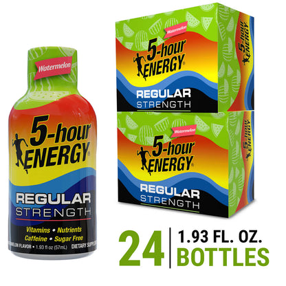 24 Pack 5-hour ENERGY Regular Strength Shots, Watermelon Flavor 1.93 Fl Oz