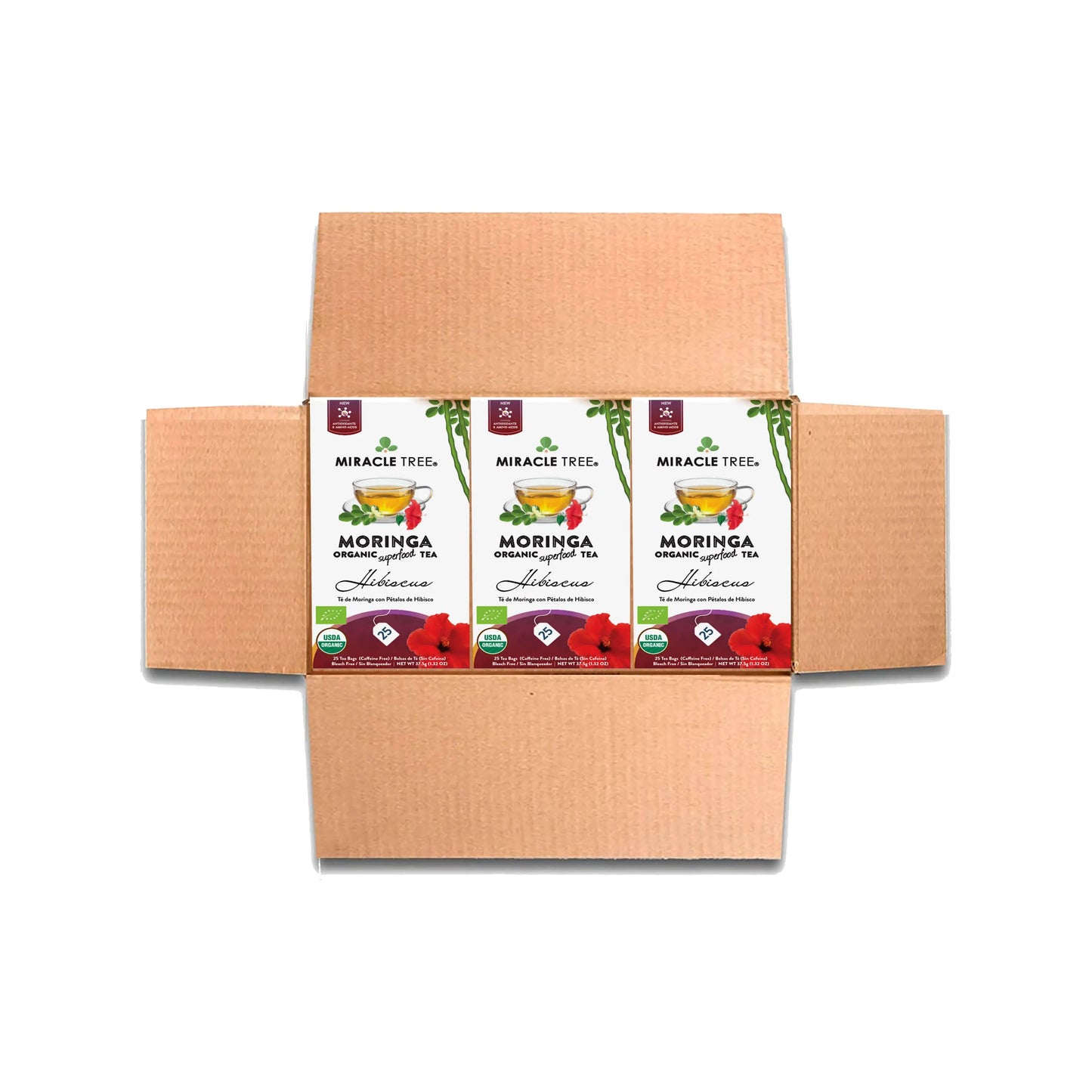 Organic Moringa Tea - Hibiscus - Caffeine-Free Herbal Tea