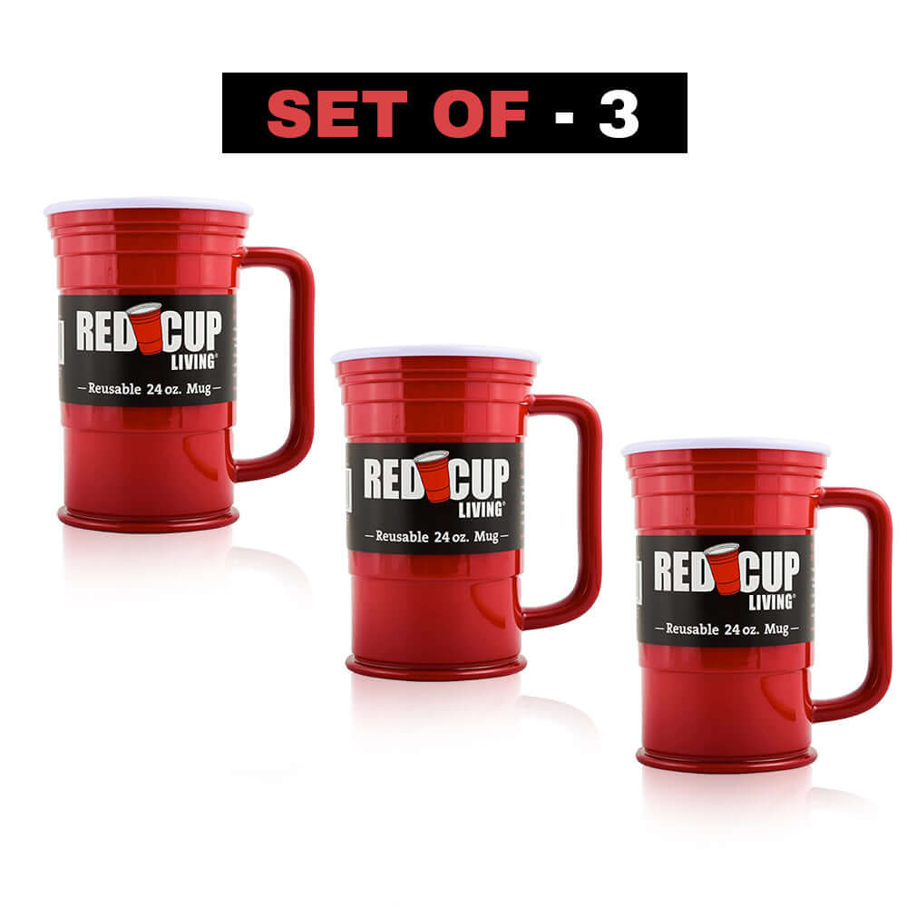 Redcupliving 24oz Reusable Red Plastic Beer Mug