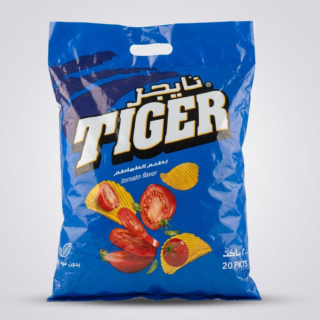 Tiger Tomato Flavor Potato Chips 20 Pkts - Fried Potato Chips Multipack