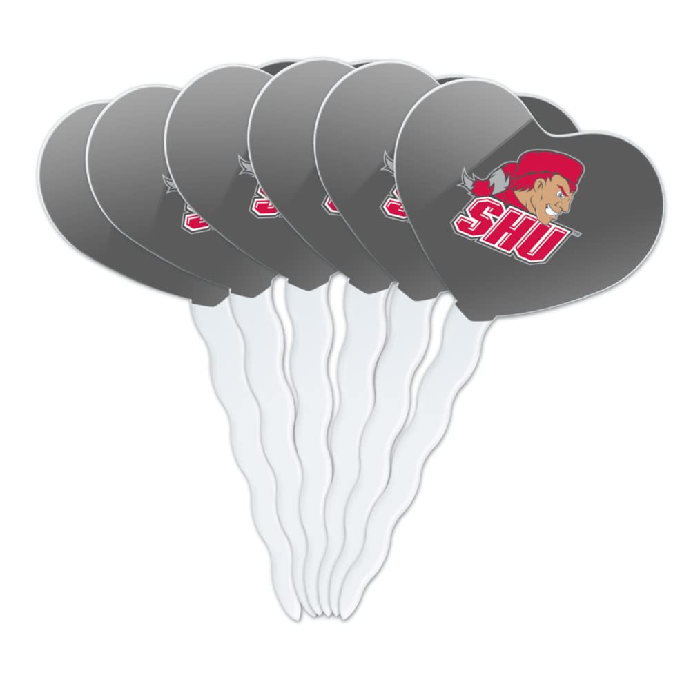GRAPHICS & MORE Cupcake Picks Set of 6, Acrylic, Sacred Heart University, Heart Decoration, One Size, Model CUPCAKE.HEART.CLCSHU.Z008660