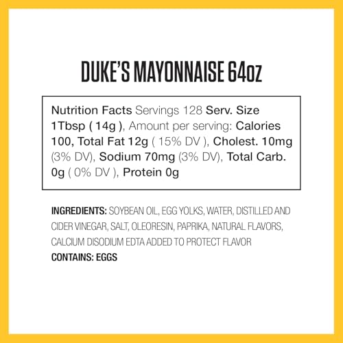 DUKE'S Real Mayonnaise - Original Smooth & Creamy, 64 Ounce Jar, Pack of 1
