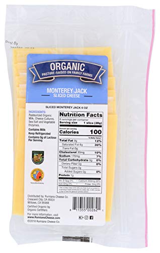 Rumiano Organic Monterey Jack Cheese, Sliced, 6 oz