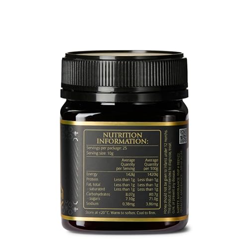 BeeNZ Raw Manuka Honey, Certified UMF 20+ (MGO 829+), Pure New Zealand Monofloral Manuka, Natural Sweetener, Superfood Honey for