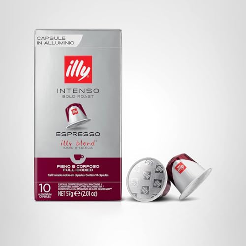 Illy Espresso Compatible Capsules - Single-Serve Coffee Capsules & Pods - Intenso Dark Roast - Notes Of Cocoa & Dried Fruit Coffee Pods - For Nespresso Coffee Machines – 10 Count