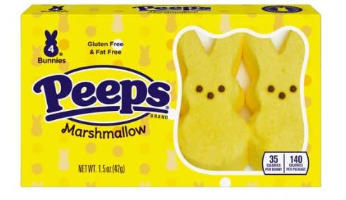 Peeps Bulk Marshmallow Yellow Bunnies, Easter Candy, 24 Packs Of 4 Count, Easter Basket Stuffers
