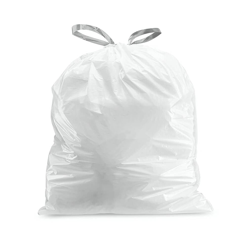 Plasticplace Simplehuman (X) Code C Compatible White Drawstring Garbage Liners 2.6-3.2 Gallon / 10-12 Liter, 100 Count