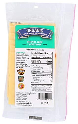 Rumiano Organic Pepper Jack Cheese, Sliced, 6 oz