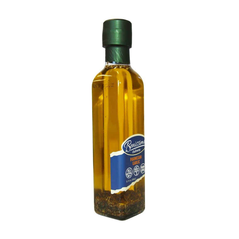 Benissimo Parmesan Garlic Herb Infused Oil, All Natural, Farm Fresh Herbs, Sizzle And Drizzle, 8.1 Fl Oz