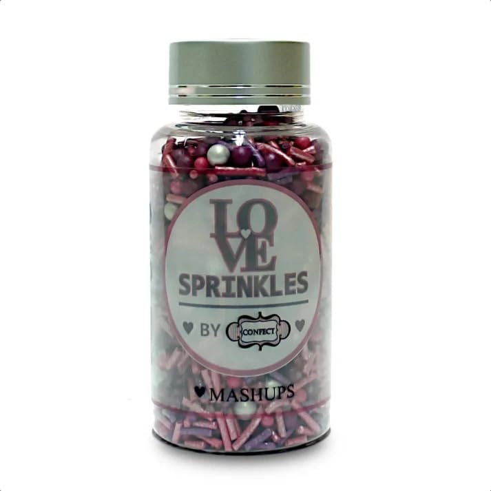 Confect Cake Decorating Sprinkles Mix – Pink & Purple Jimmies with Pearl Sugar Balls – Vegan, Gluten-Free – 4.2 Oz