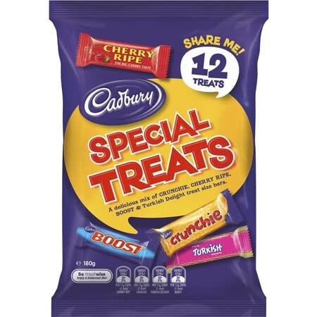 Cadbury Special Treats Chocolate Share Pack - 12 Assorted Treats (180g) - Includes Crunchie, Cherry Ripe, Turkish Delight, Boost