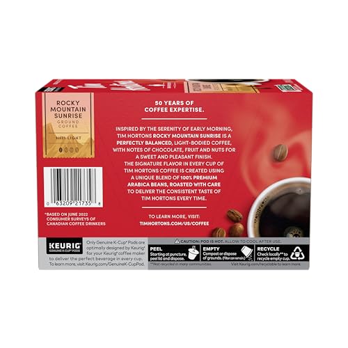 Tim Hortons 12ct K-Cups Light Roast Rocky Mountain Sunrise 100% Arabica Coffee