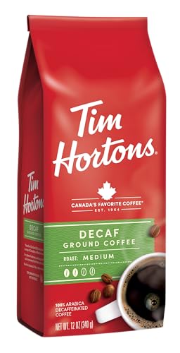 Tim Hortons 100% Arabica Medium Roast, Decaffeinated, Ground Coffee, 12 Ounce (Pack of 2)